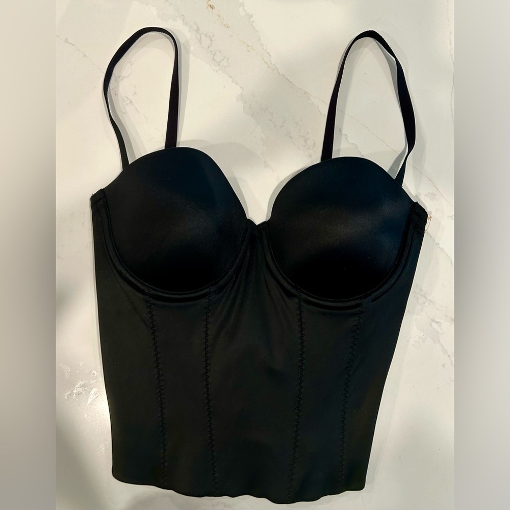 Victoria's Secret Low Back Bustier 
"Back Off Baby" 38C New W/Tags, Black